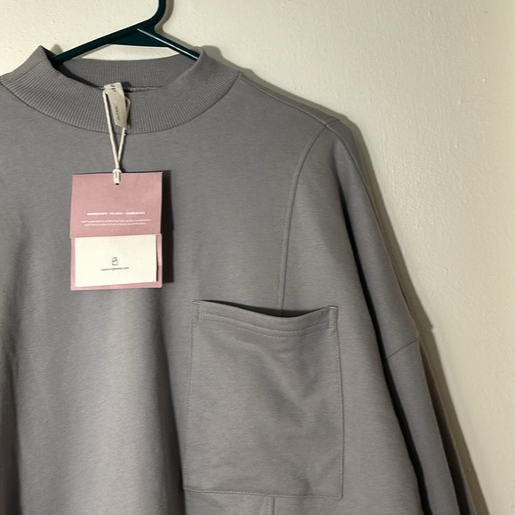 NWT Nap Loungewear Drawstring High Neck Sweatshirt Gray S - Picture 2 of 7